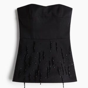 Elegant Black Strapless Top with Beaded Details